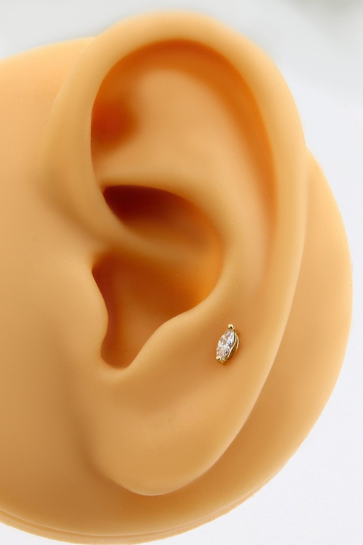 Altın Kıkırdak Küpe Tekli Markiz Piercing Tragus Helix