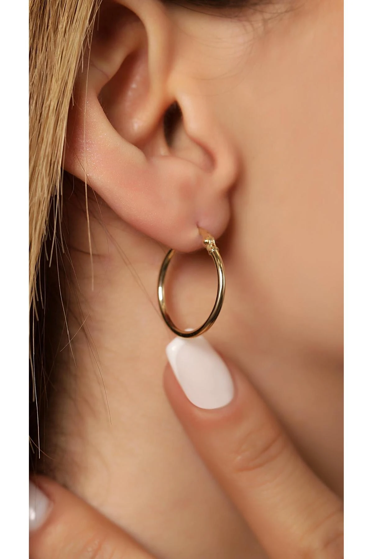 Altınkesesi 14 Ayar Altın Bombeli Halka Küpe 1.9 Cm