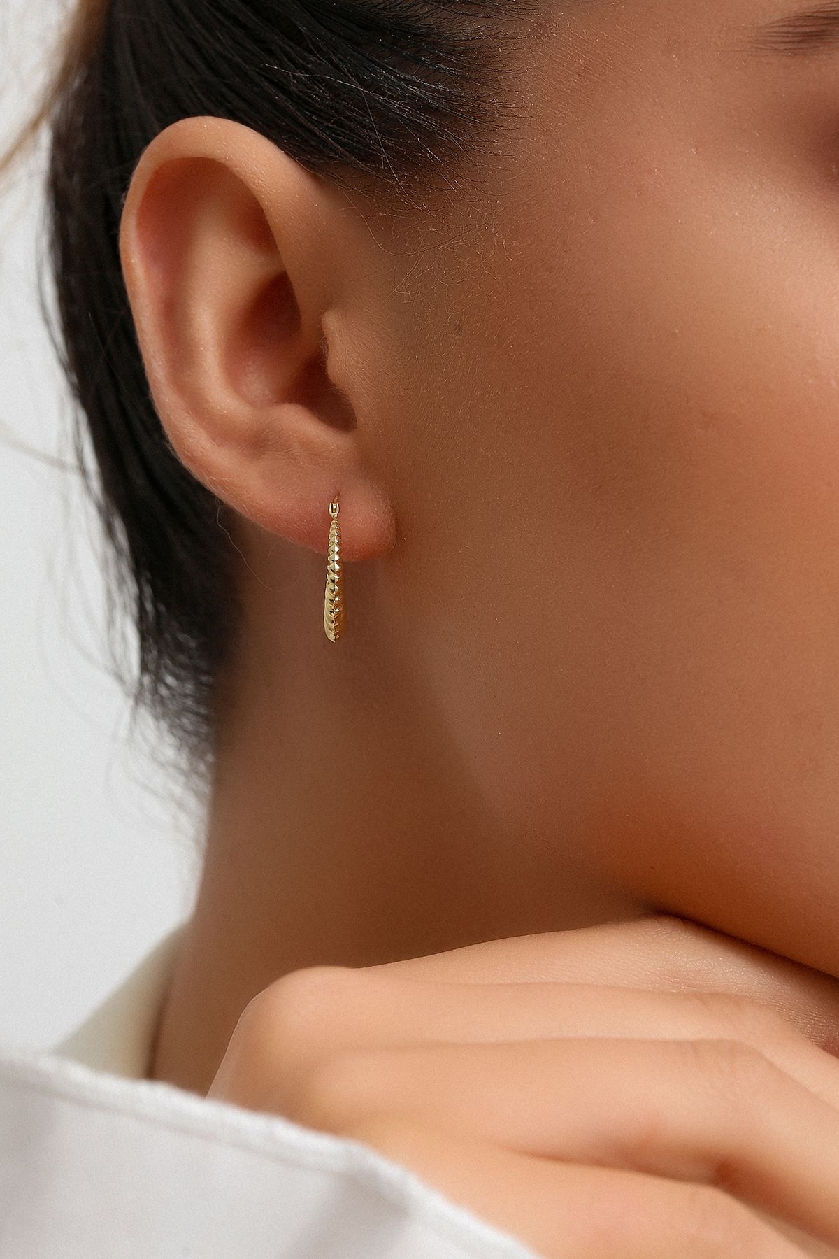 14 Ayar Altın Süzme Midye Küpe 1.7 Cm