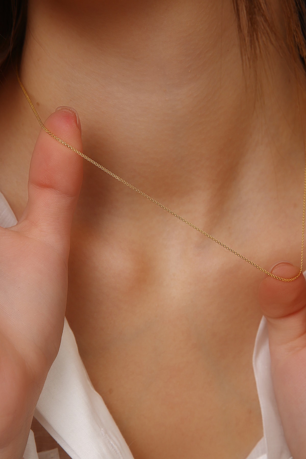 14 Ayar Altın İnce Bismark Parlak Kolye