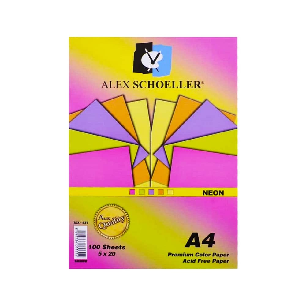 Alex Schoeller Fotokopi Kağıdı Renkli A4 80 gr 100'lü Karışık Fosforlu