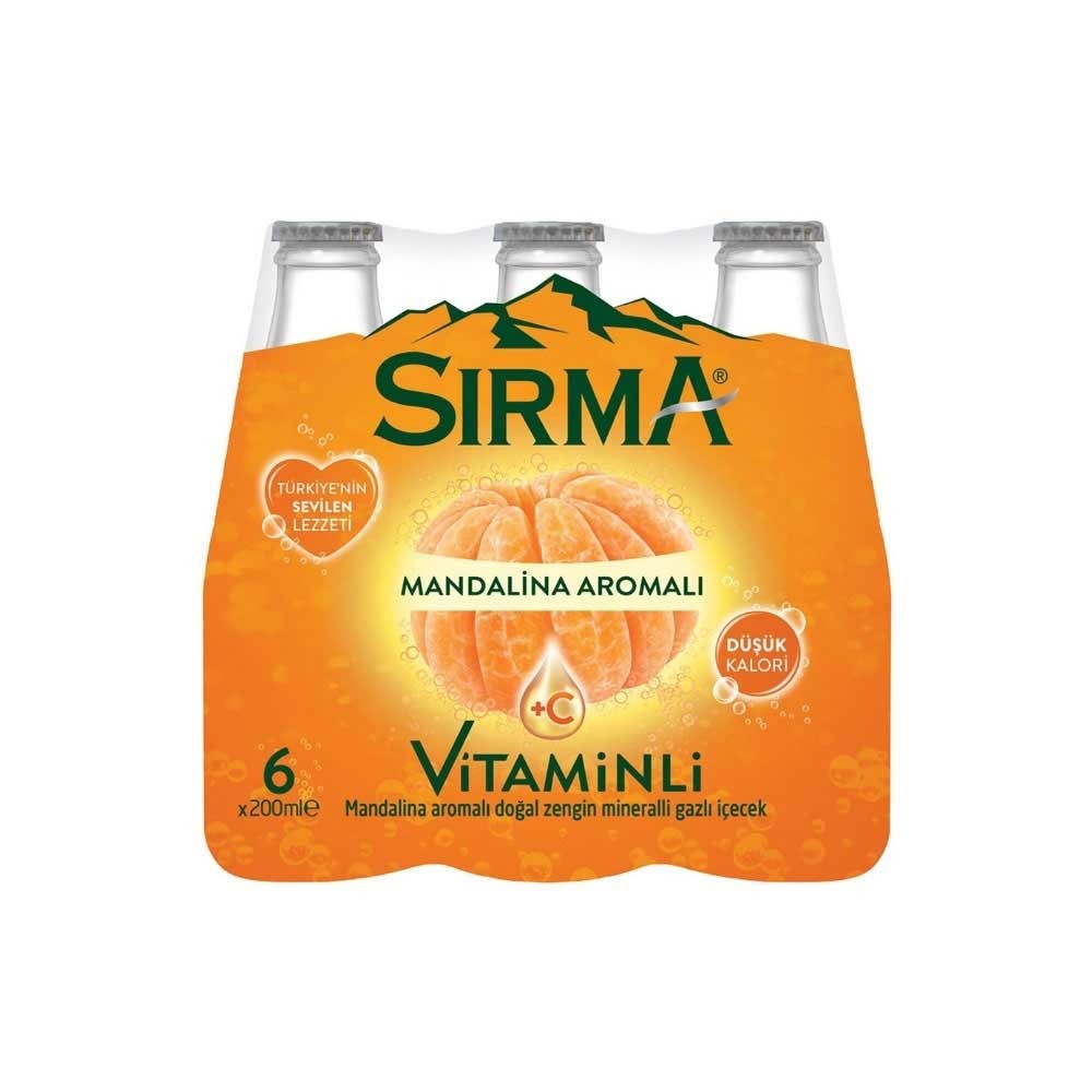 Sırma Soda C Plus Mandalina Cam Şişe 24'lü