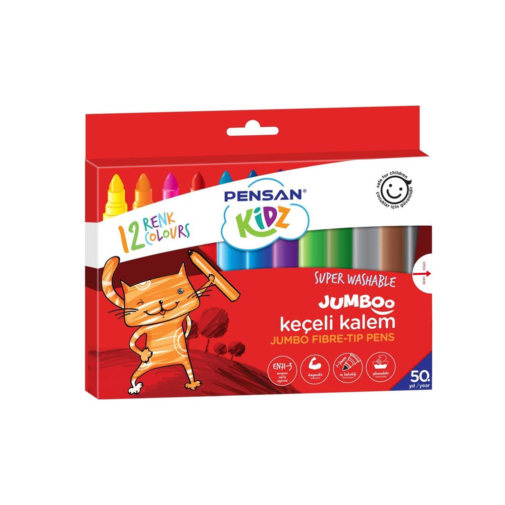 Pensan Keçeli Boya Kalemi Kids Jumbo Yıkanabilir 12'li
