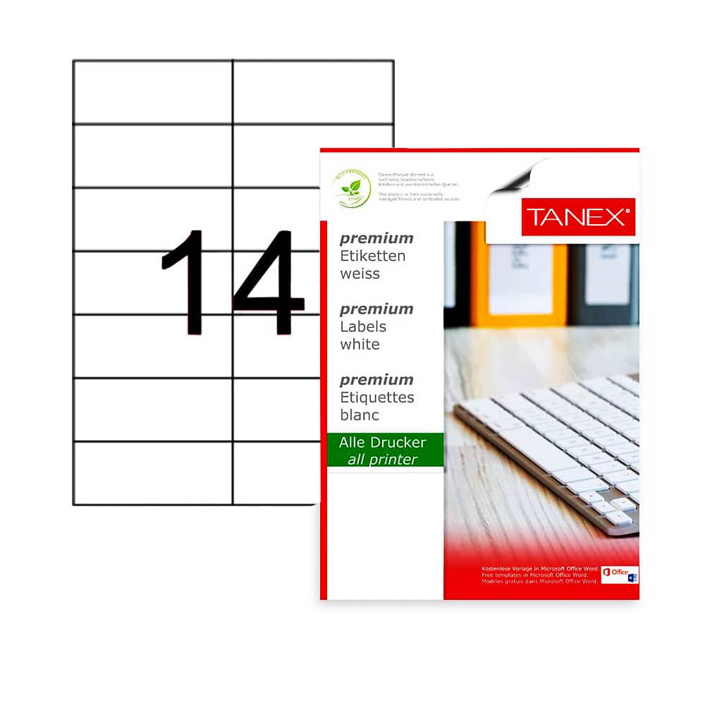 Tanex Laser Etiket 105x42,69 mm TW-2712