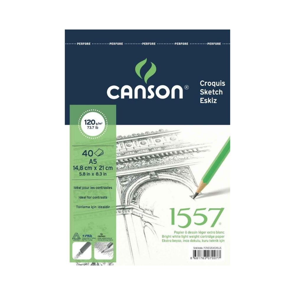 Canson Resim Defteri Çizgili Blok 120 gr A5 40 Yaprak Üstten Spiralli