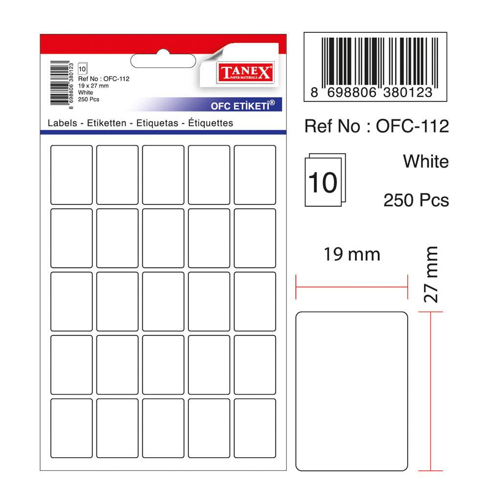Tanex Ofis Etiketi 19x27 Beyaz OFC-112