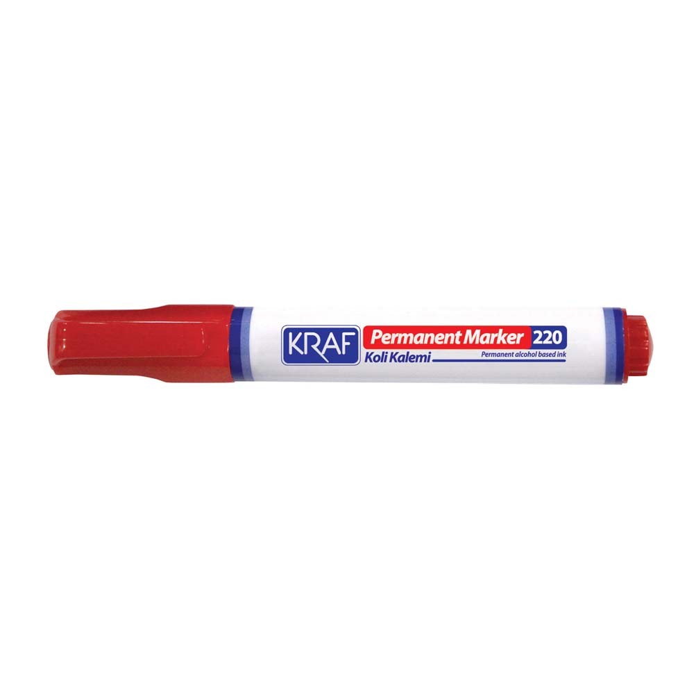 Kraf Permanent Markör Kesik Uç 2+5 mm 230 Kırmızı