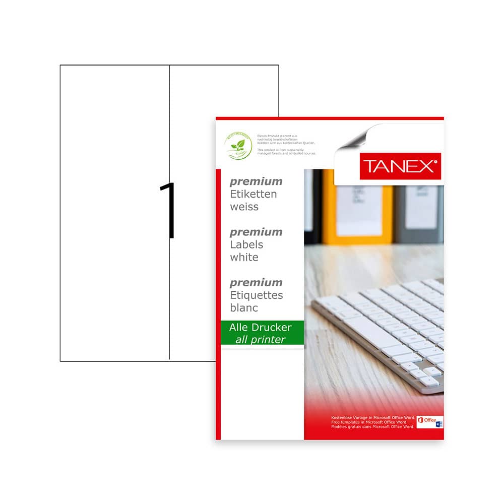 Tanex Laser Etiket 105x297 mm TW-2297