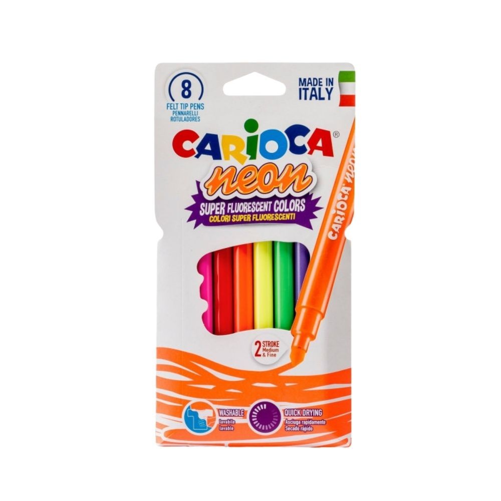 Carioca Keçeli Boya Kalemi Fosforlu Yıkanabilir 8'li