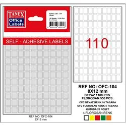 Tanex Ofis Etiketi 8x12 mm Kod OFC-104 Florasan Sarı