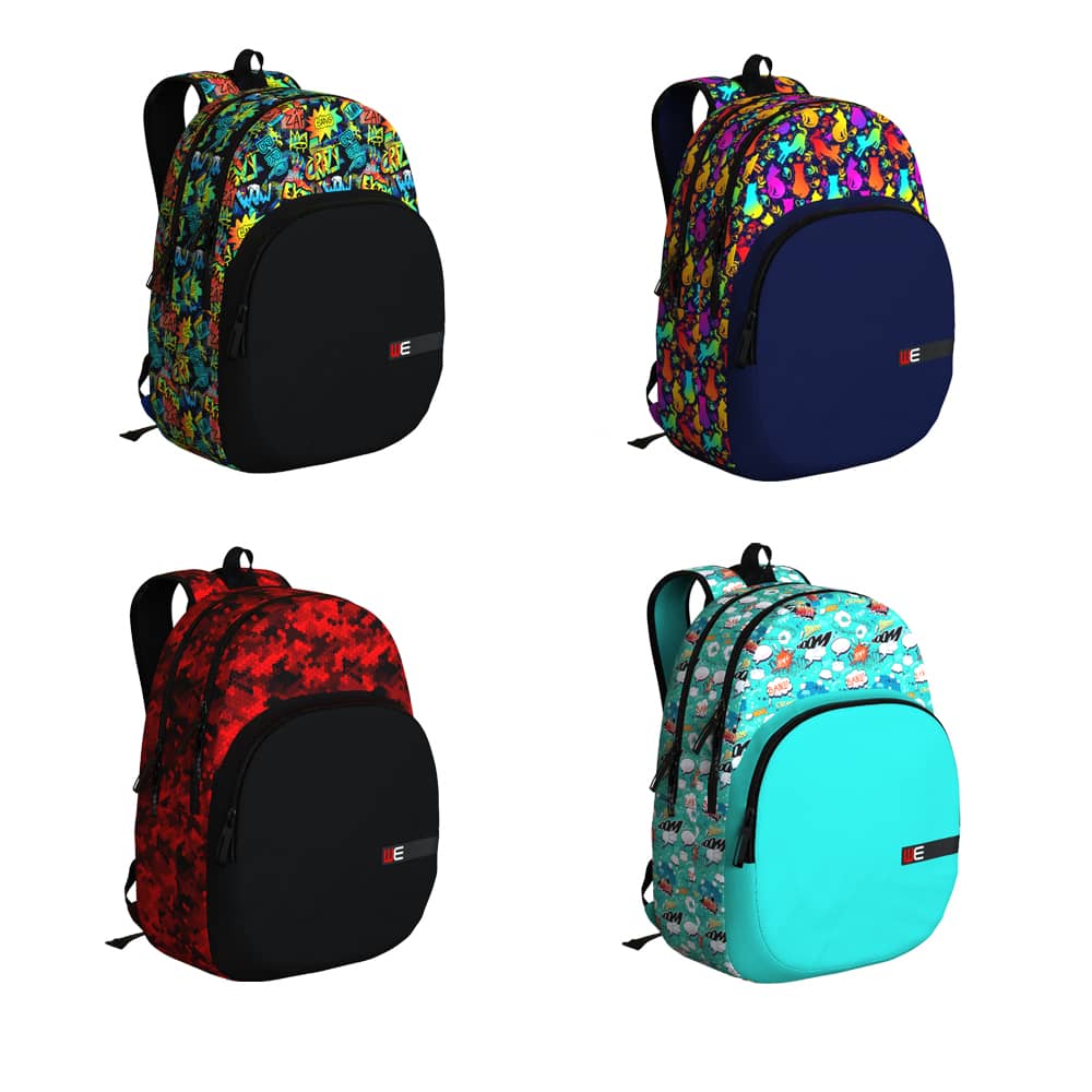 Kalemlig Webag Dobby Üç Bölmeli Desenli Sırt Çantası 12 Renk Set
