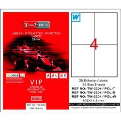 Tanex TW-2204 105x148.5 mm Flo Kırmızı Laser Etiket 100'lü