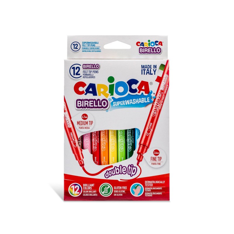 Carioca Keçeli Boya Kalemi Birello Çift Uçlu 12'li