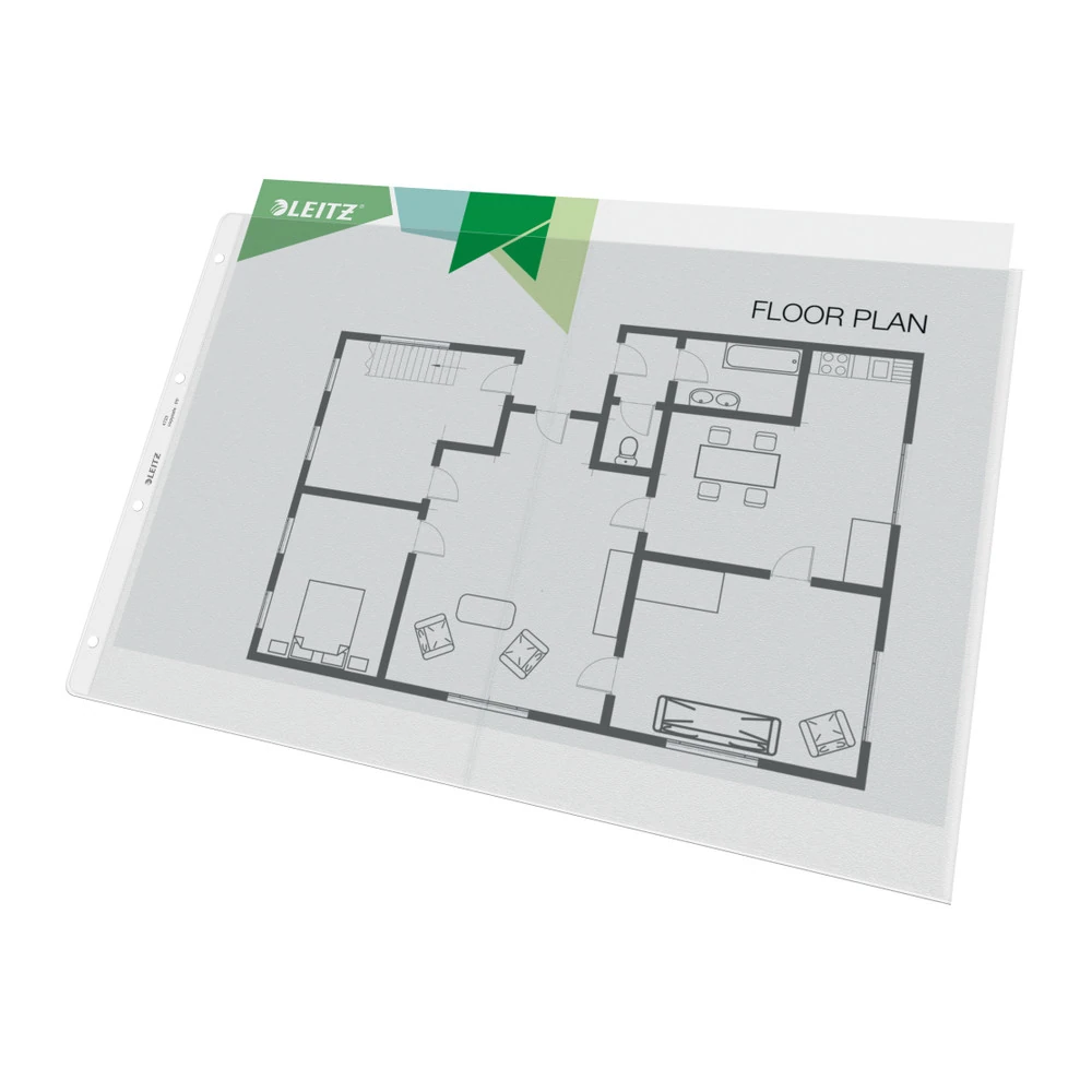 Leitz Delikli Poşet Dosya A3 Yatay Katlamalı 50'li Paket