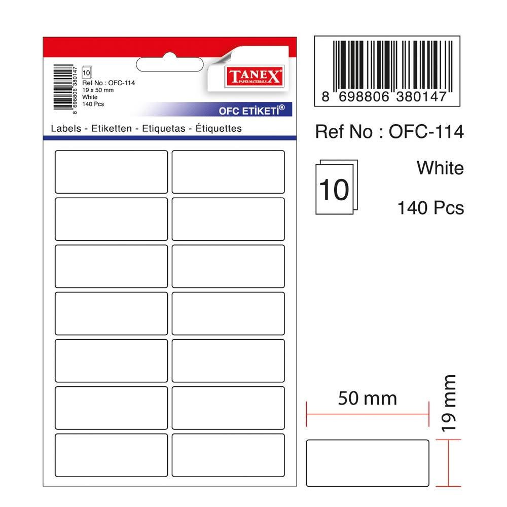 Tanex Ofis Etiketi Beyaz OFC-114 10 Adet