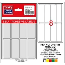Tanex Ofis Etiketi 20x74 mm Kod OFC-115 Mavi