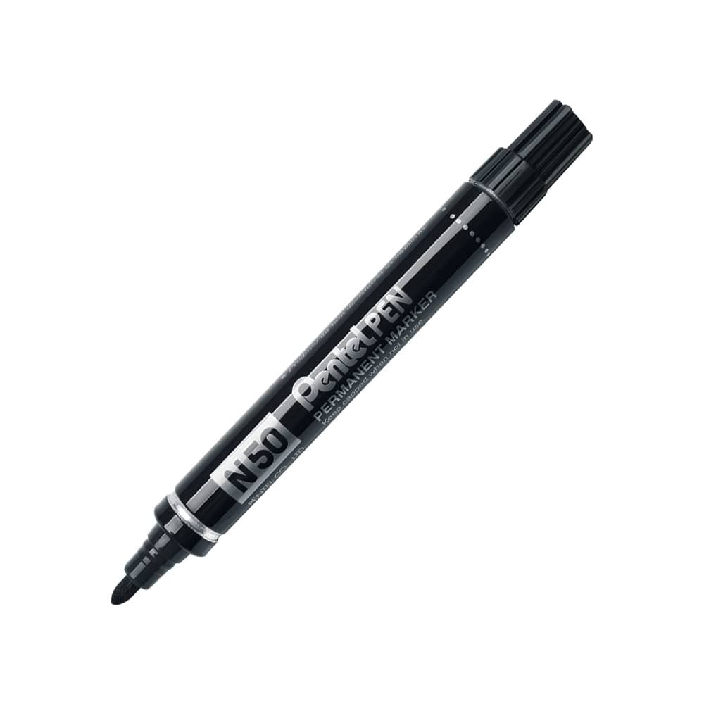 Pentel Permanent Markör Metal Gövde Yuvarlak Uç N-50 Siyah