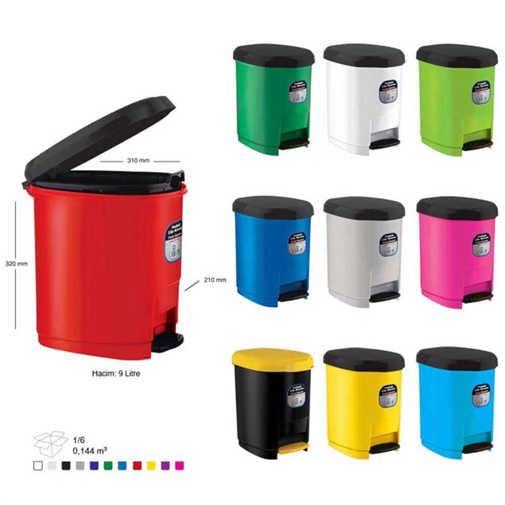 Ark Pedallı Çöp Kovası Siyah 310x320x210mm 9.5 lt