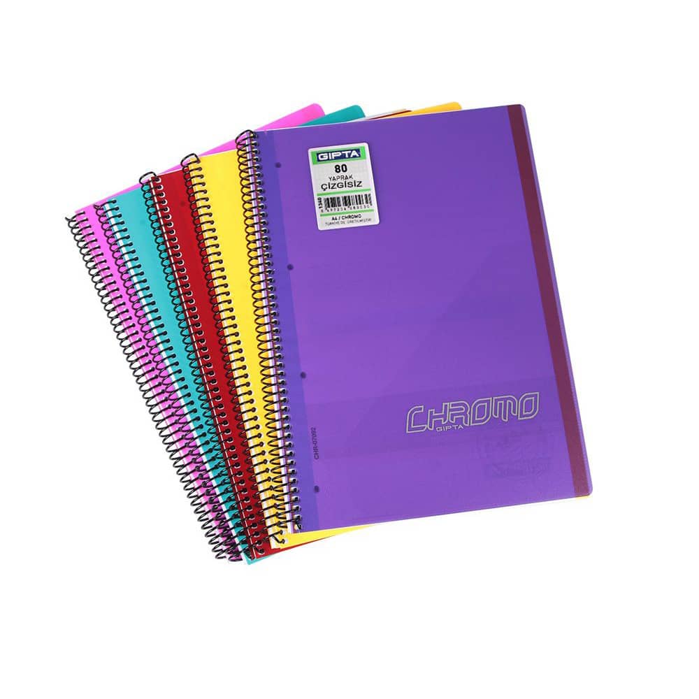 Gıpta Defter Chromo Spiralli Neon Pp Kapak A4 80 Yaprak Çizgisiz