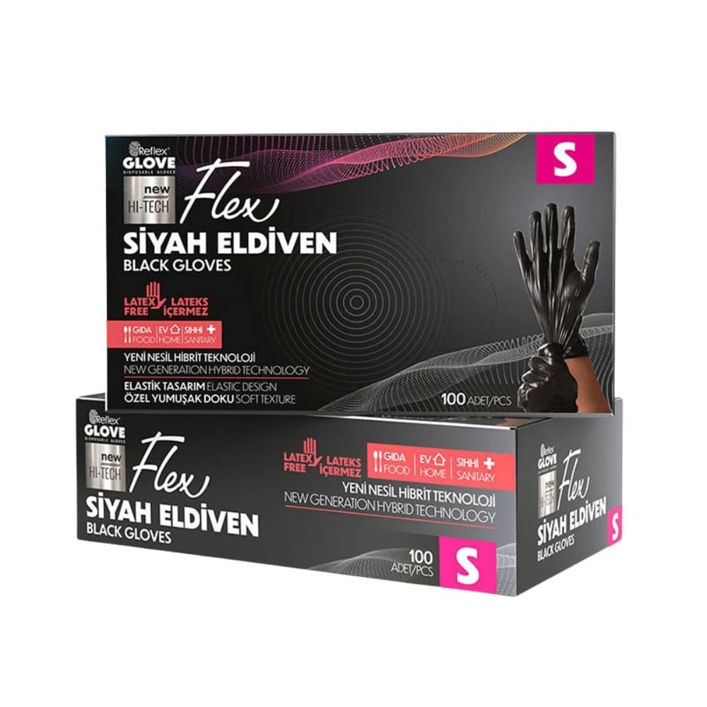 Flex Eldiven Siyah Small 100'lü