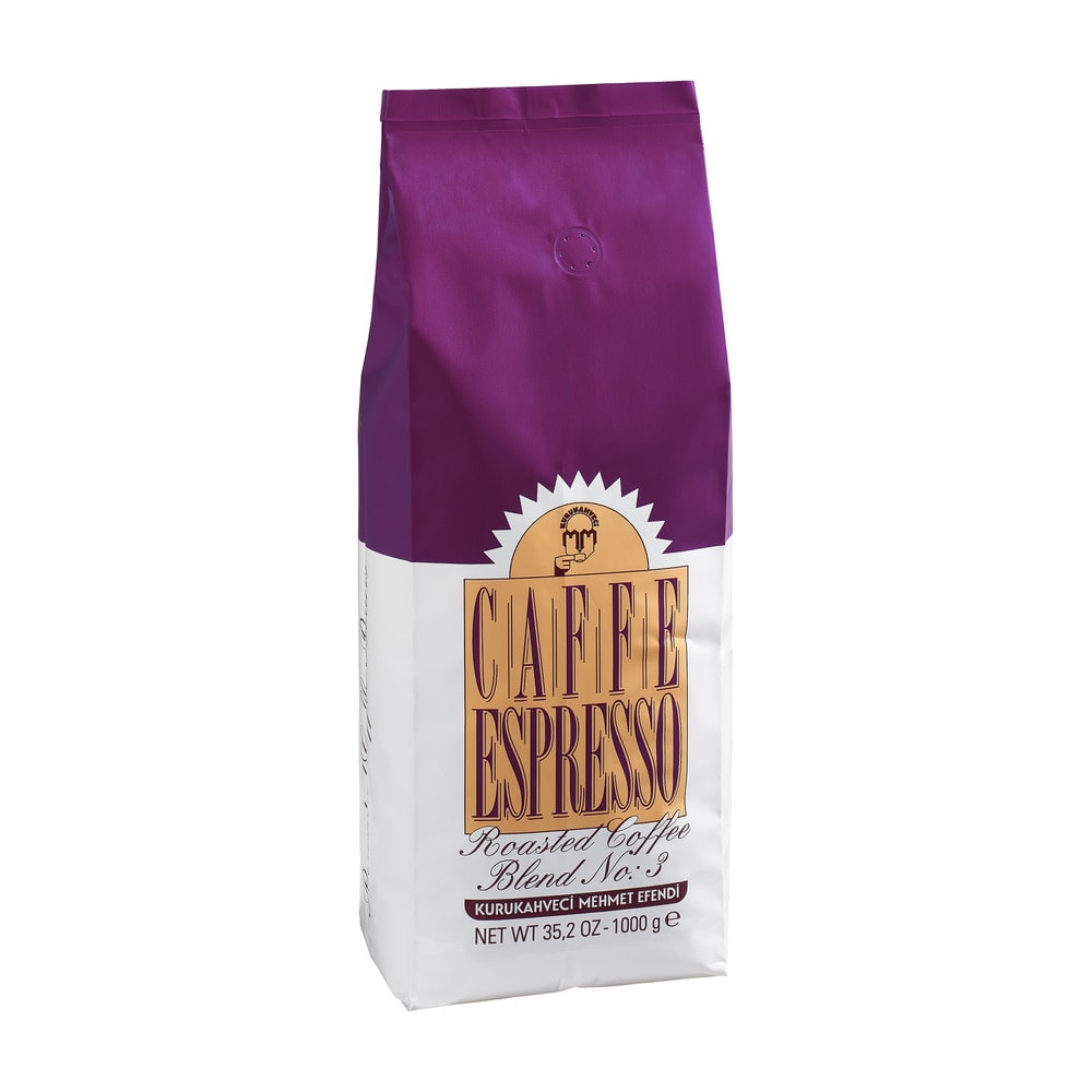 Kurukahveci Mehmet Efendi Caffe Espresso Roasted Coffee  Blend No:3 (Kavrulmuş Çekirdek Kahve) 1KG