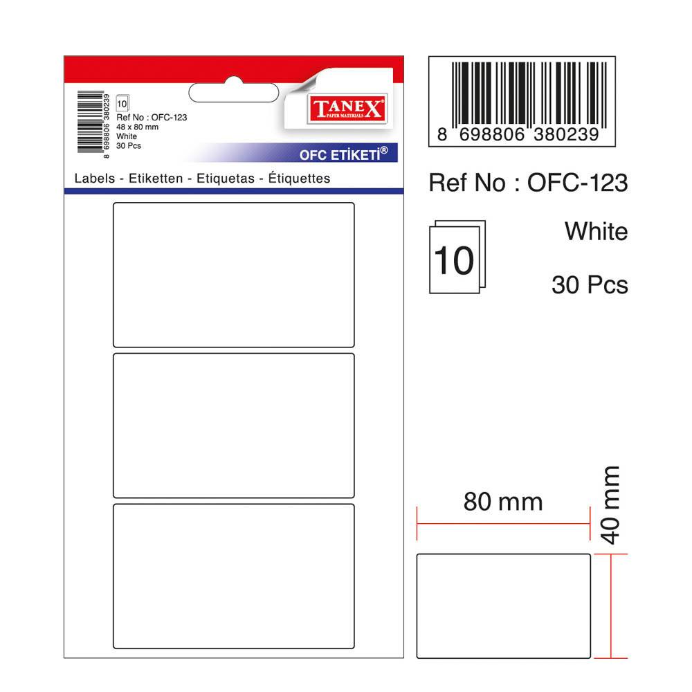 Tanex Ofis Etiketi 48x80 mm Beyaz Kod OFC-123