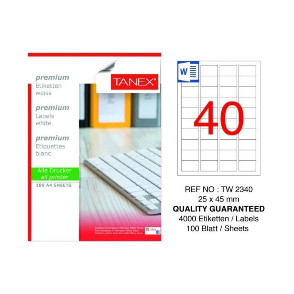 Tanex Laser Etiket 25x45 mm