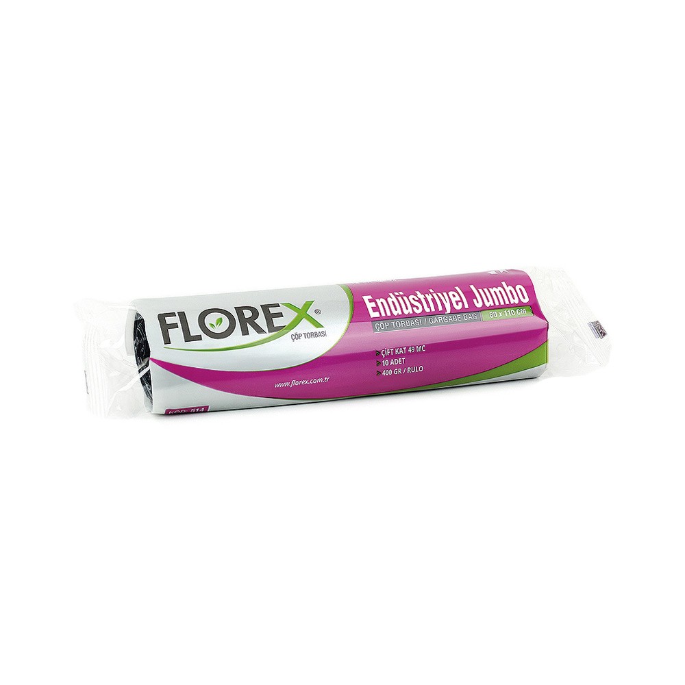 Florex Çöp Poşeti Endüstriyel Jumbo Boy 80x110 cm 10'lu Siyah