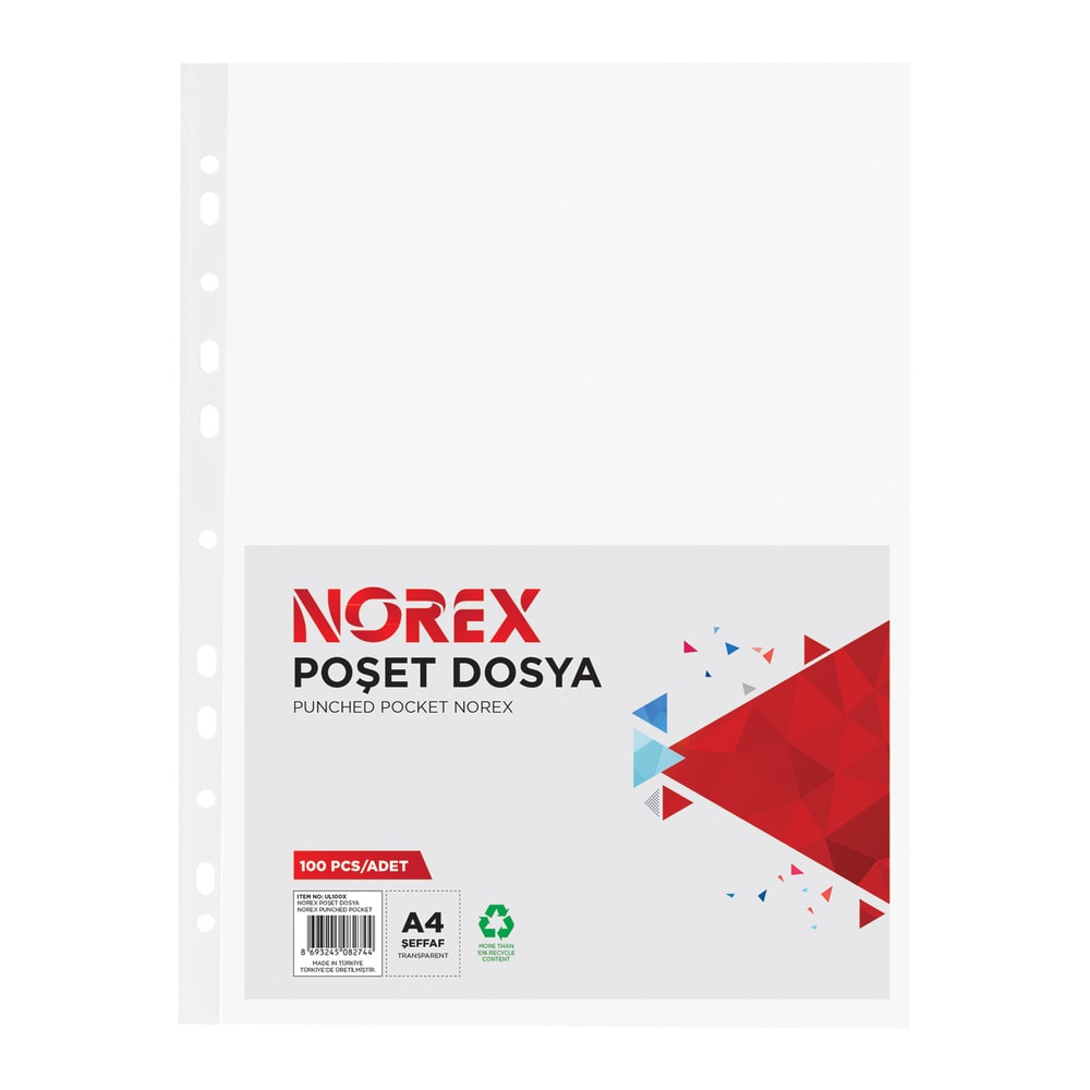 Norex Delikli Poşet Dosya Süper Eco A4 100'lü Paket