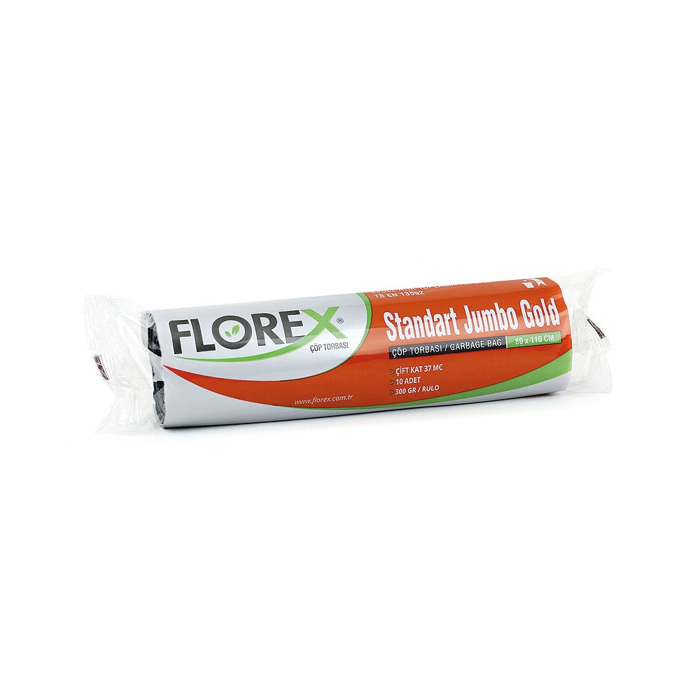 Florex Çöp Poşeti Standart Jumbo Gold 80x110 cm 10'lu Siyah