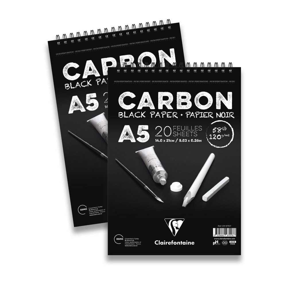 Clairefontaine Çizim Blok Carbon A4 120 gr 20 Yaprak Üstten Spiralli