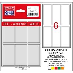 Tanex Ofis Etiketi 34x67 mm Kod OFC-121 Fosforlu Turuncu