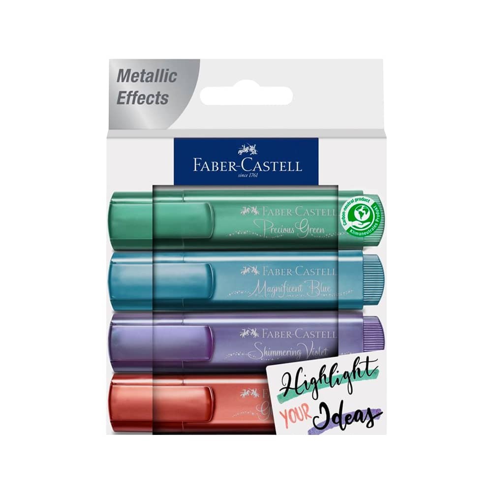Faber-Castell Fosforlu Kalem 46 Metalik 4'lü Kart 2021