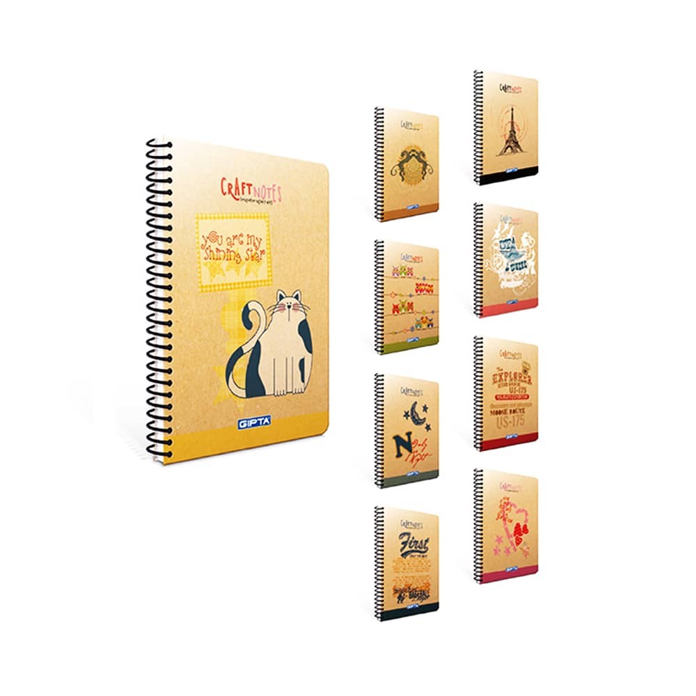 Gıpta Defter Craft Notes Spiralli Sert Kapak A6 100 Yaprak Kareli