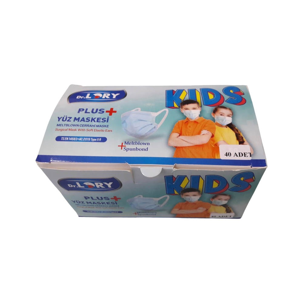 Dr. Lory Kids Plus Ultrasonik Çocuk Maske Elastik Kulaklı 40'lı