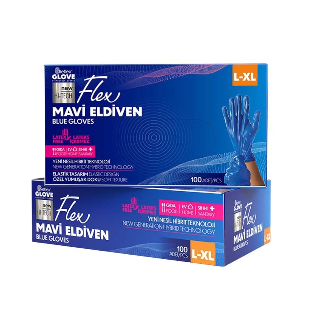 Flex Eldiven Mavi Large X-Large 100'lü