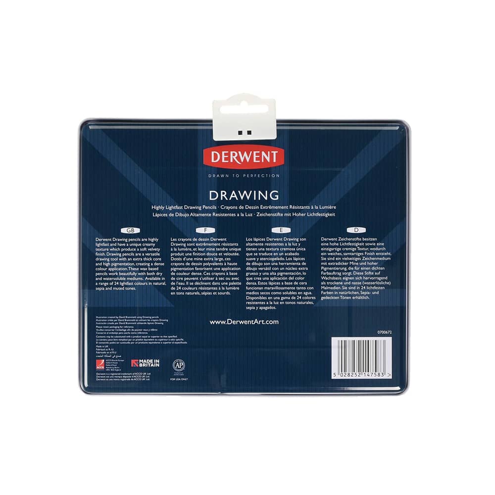 Derwent Çizim Kalem Seti Metal Kutu Drawing 24'lü