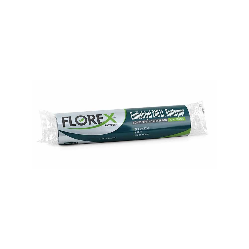 Florex Çöp Poşeti Endüstriyel Konteyner 240 lt 120x150 cm 5'li Siyah