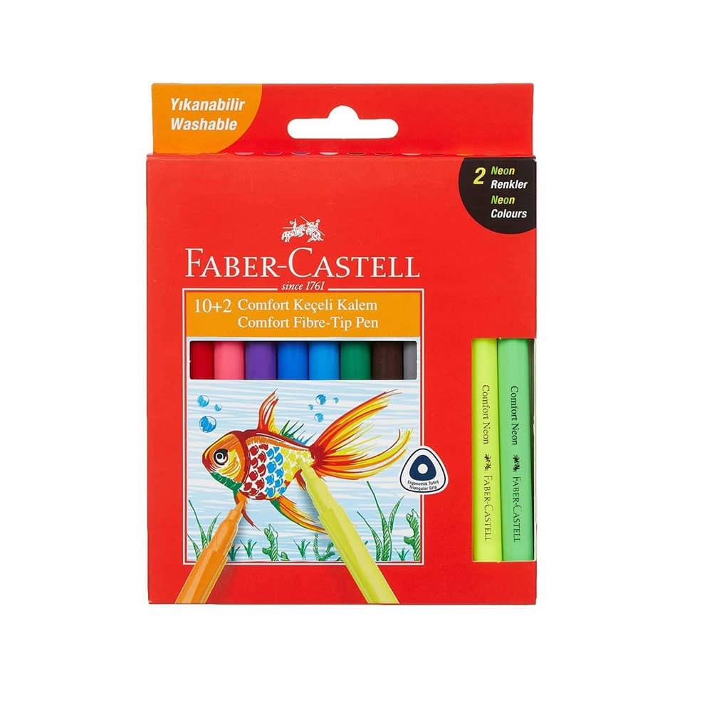 Faber-Castell Keçeli Kalem Comfort Yıkanabilir 10+2 Neon