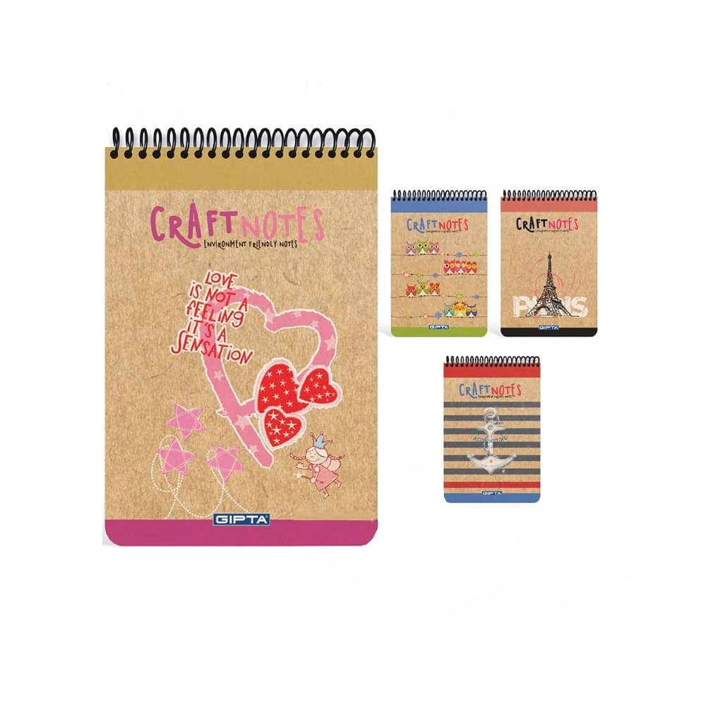 Gıpta Bloknot Craft Notes Spiralli Sert Kapak A5 100 Yaprak Kareli