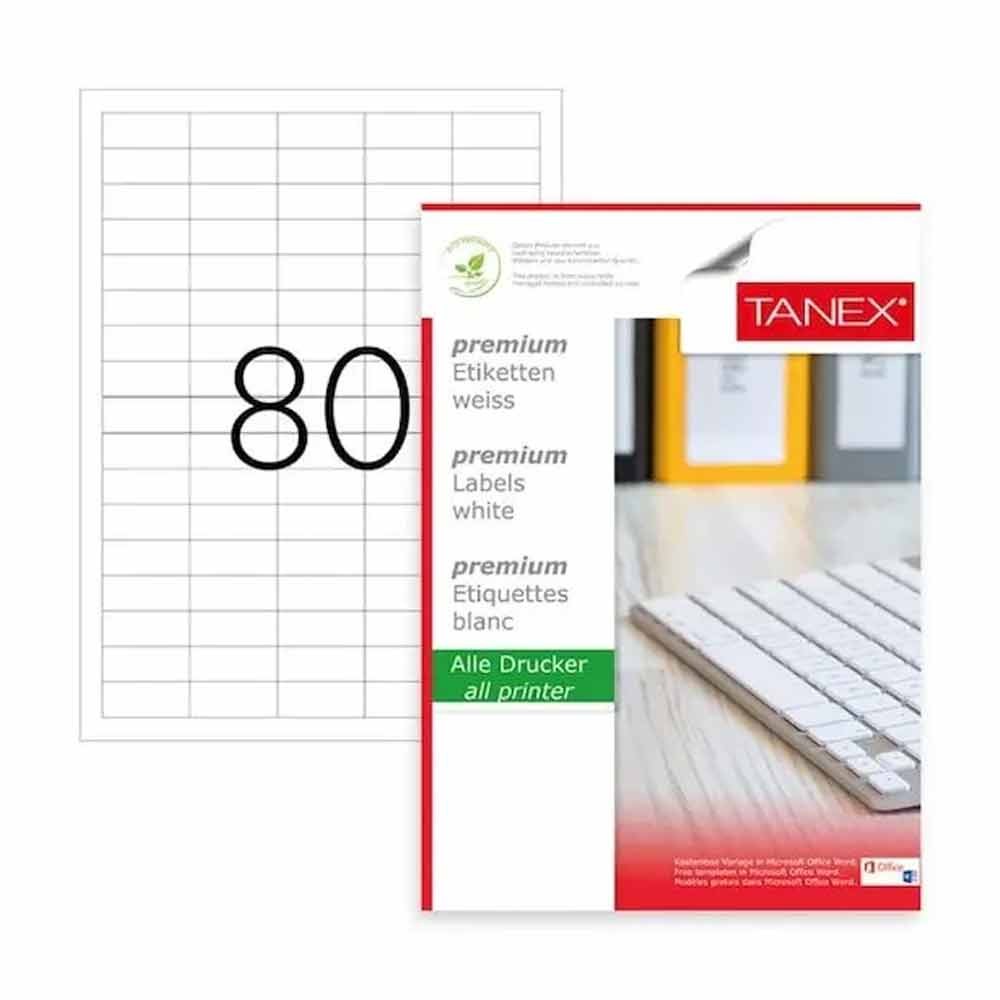 Tanex Laser Etiket 37x14,25 mm TW-2180