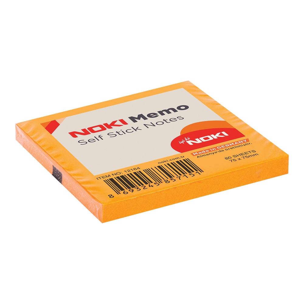 Noki Yapışkanlı Not Kağıdı 75x75 mm 80 Yaprak Turuncu