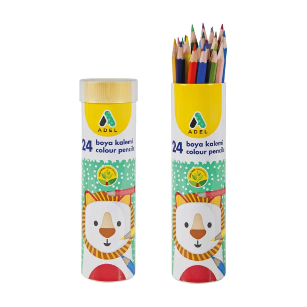 Adel Kuru Boya Kalemi Tam Boy Metal Tüp 24'lü