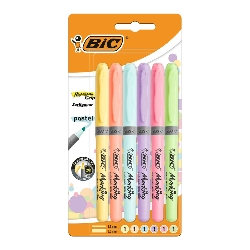Bic Fosforlu Kalem Grip Pastel 6'lı Set