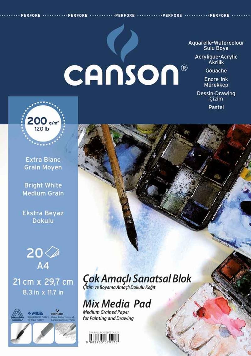 Canson Resim Defteri 200 gr A4 20 Yaprak Üstten Spiralli