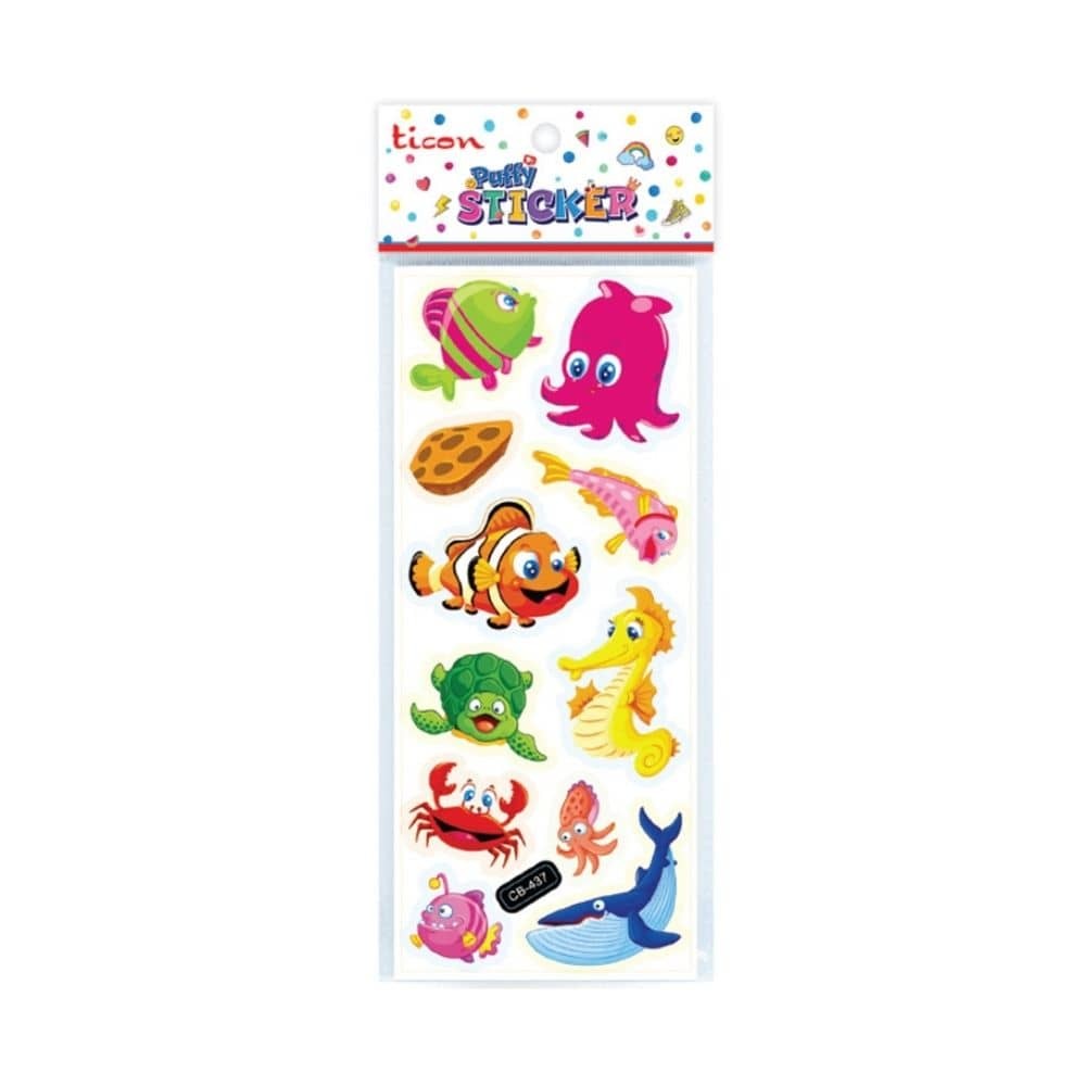 Ticon Sticker Puffy Hayvan Figürleri