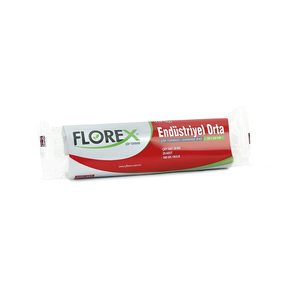 Florex Çöp Poşeti Endüstriyel Orta Boy 55x60 cm 20'li Mavi