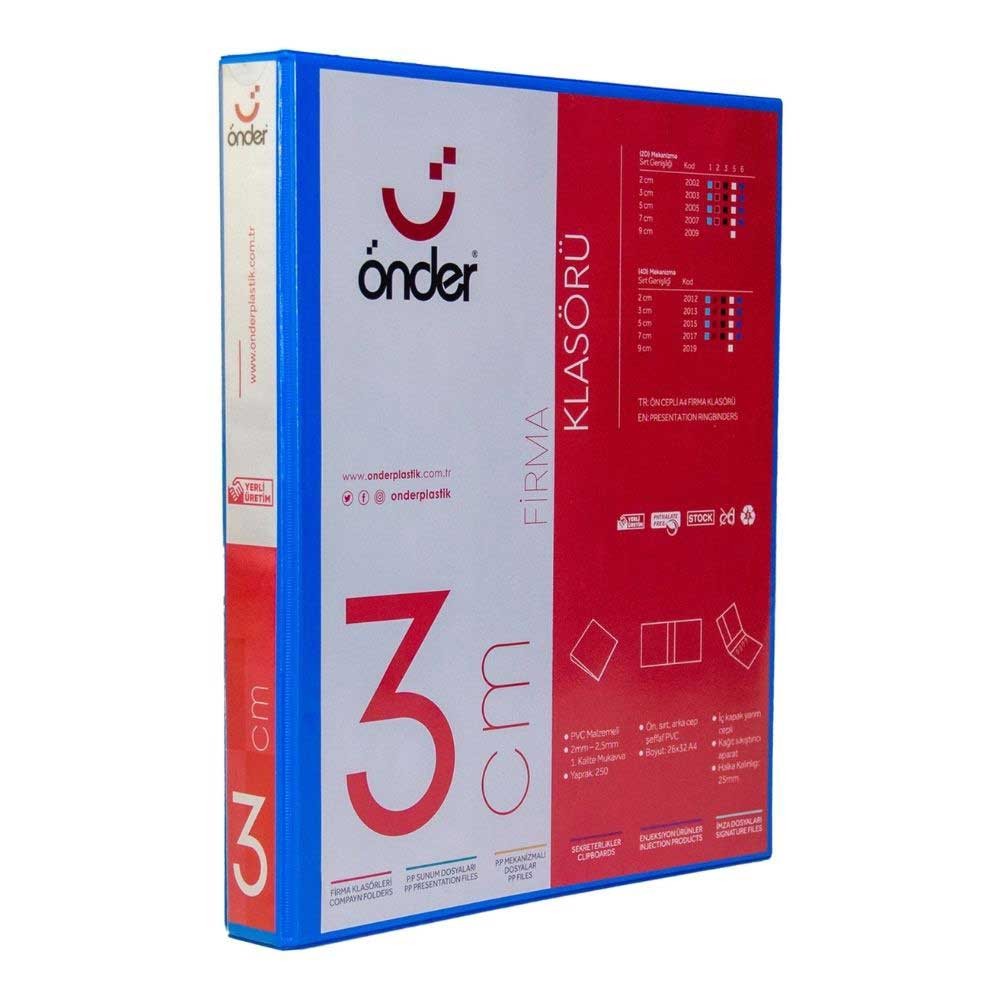 Önder Firma Klasörü A4 Sırt 3 cm 2D Mekanizmalı Mavi