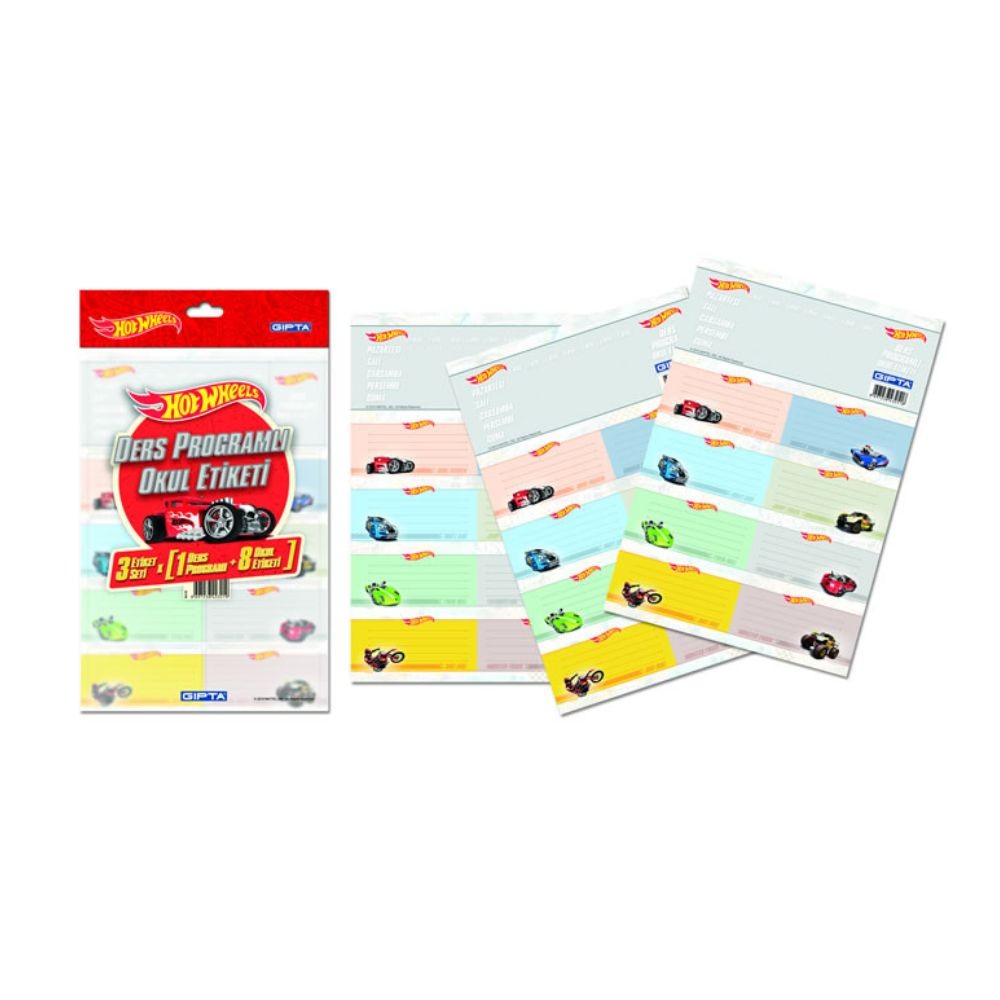 Gıpta Okul Etiketi Ders Programlı Hot Wheels 3 Yaprak
