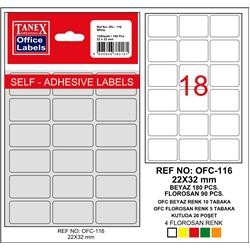 Tanex Ofis Etiketi 22x32 mm Kod OFC-116 Floresan Sarı